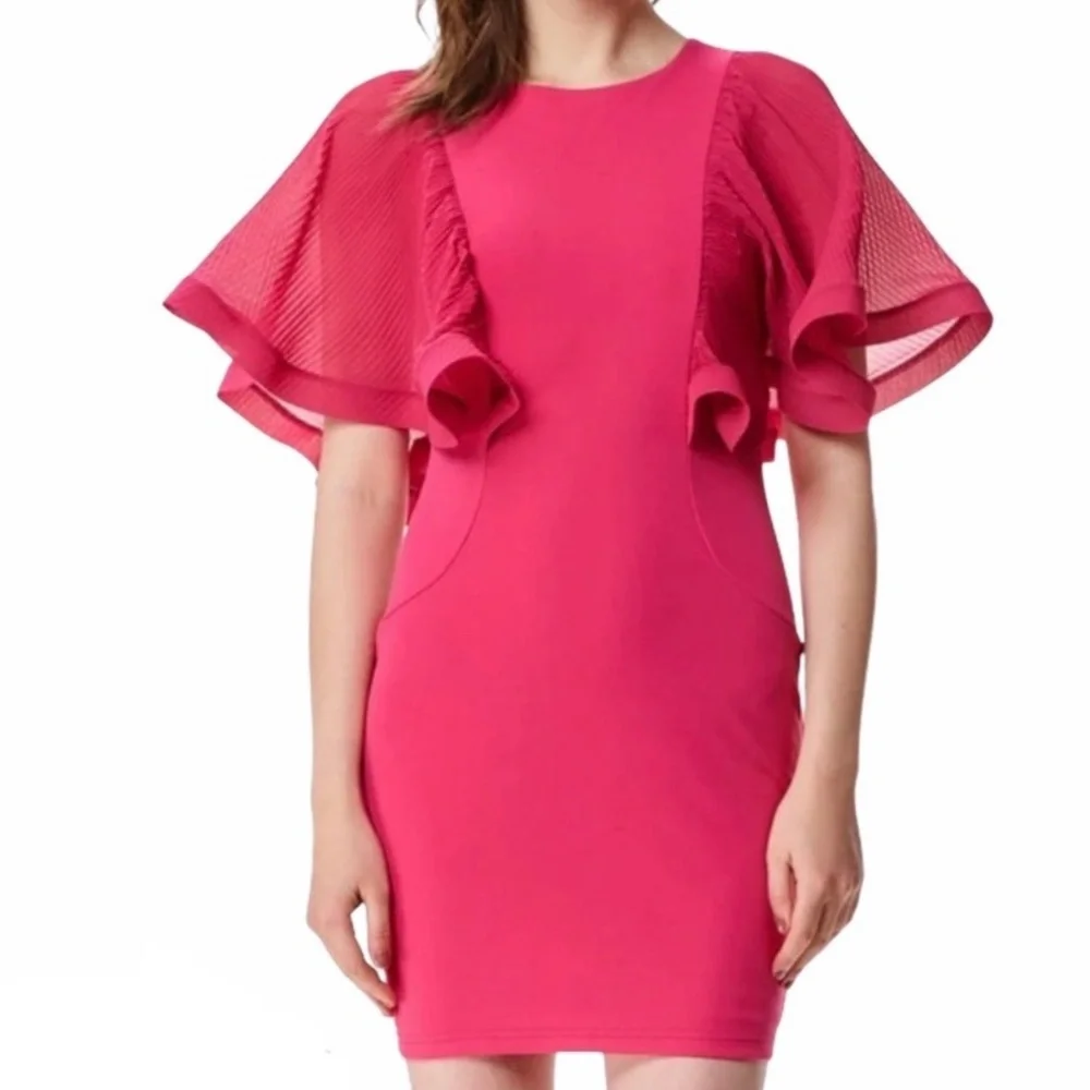 INA Fitter Mini Dress with Ruffle Sleeves - Picture 1 of 9